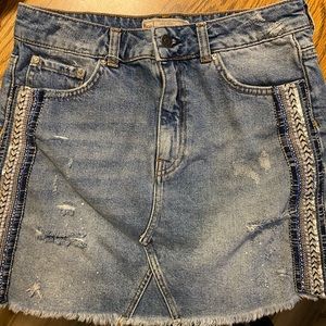Free People embellished denim skirt